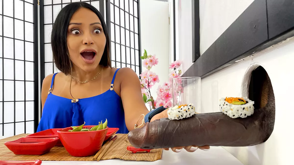 Big Tit Lesbian MILFs Sushi Glory Hole Experience-  BBC Blowjob and Cute Asian Teen